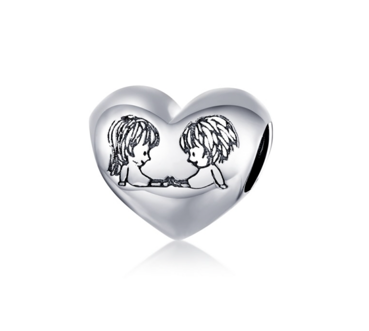 Sterling Silver Heart Siblings Charm