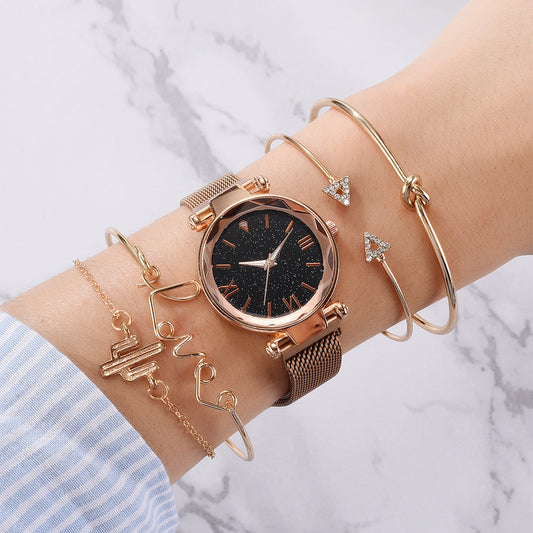 Rose Goldtone Gold Watch And Bracelet Set
