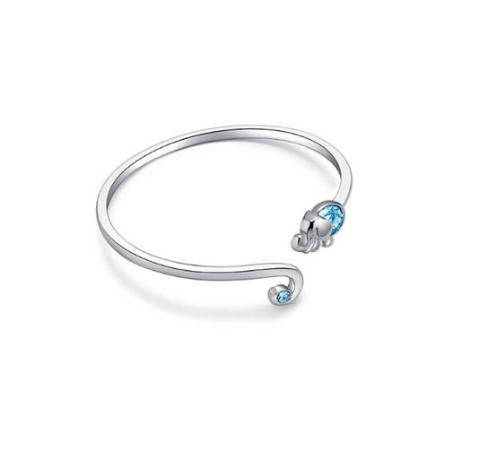 Aqua Swarovski Crystal Elephant Bangle Bracelet