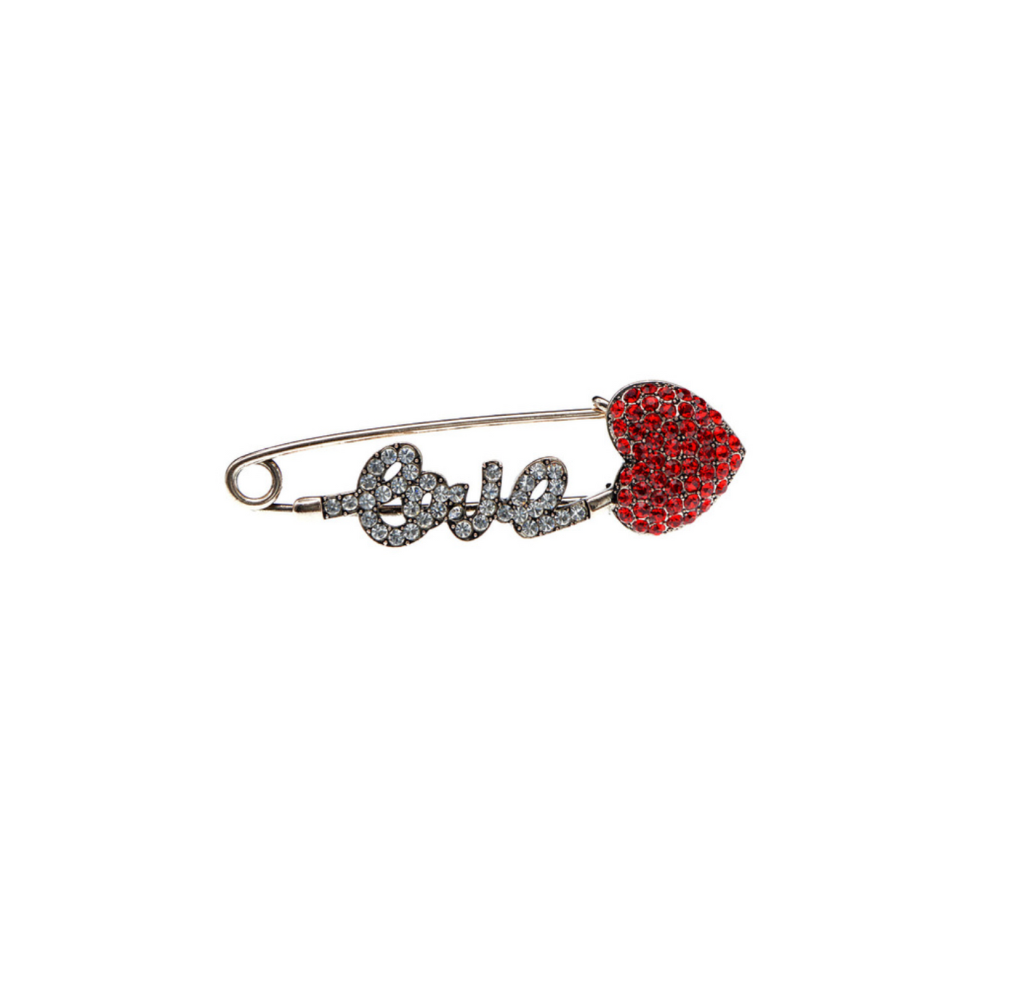 Safety Pin Love Heart Brooch