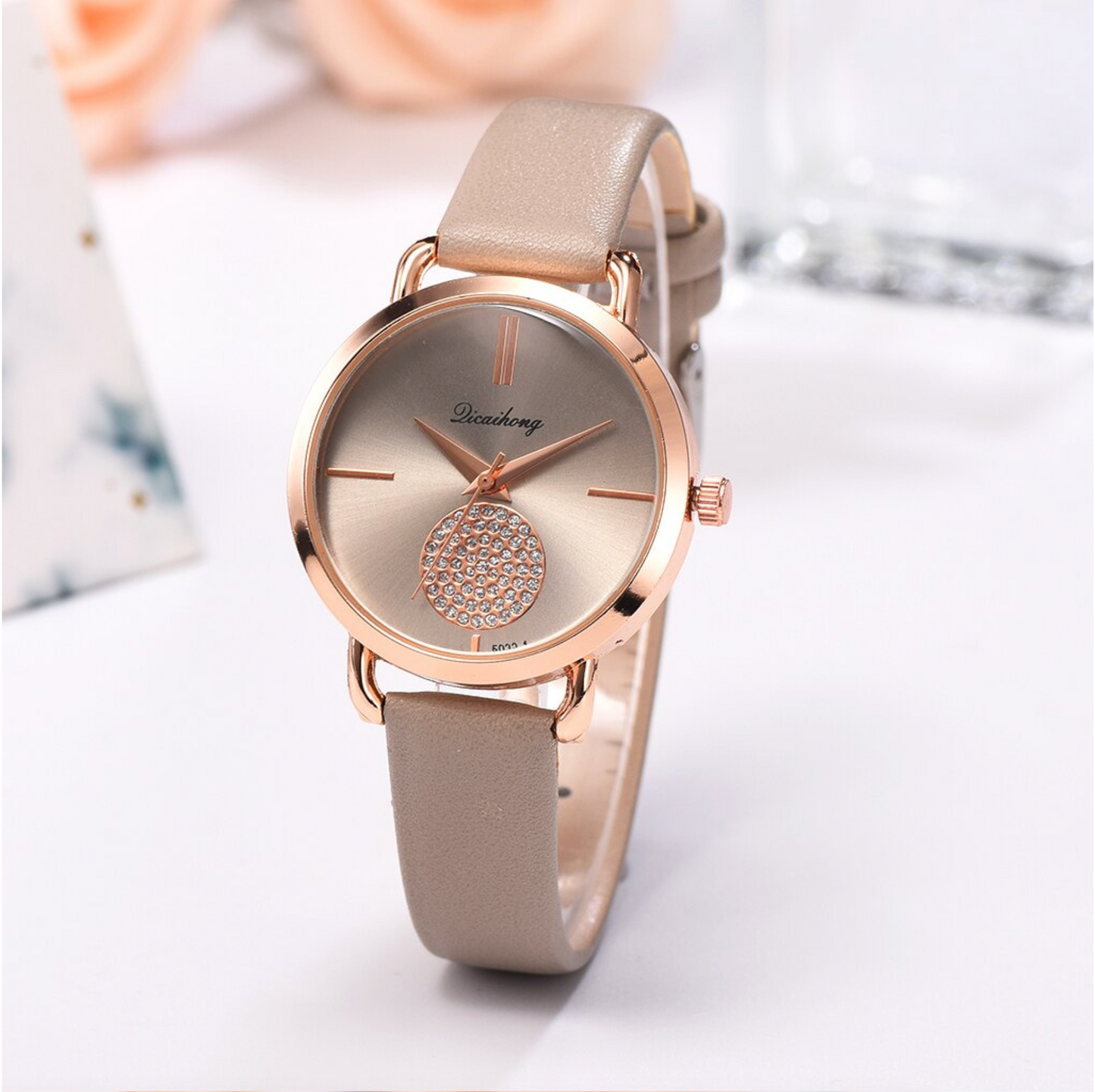 Sand Crystal Rose Goldtone Bracelet Watch