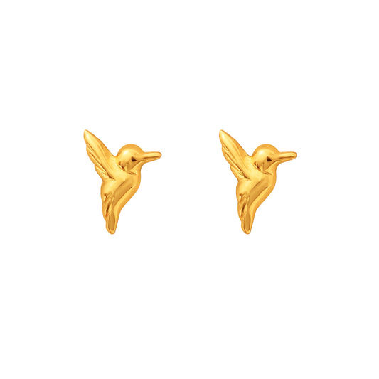 Goldtone Plated Sterling Silver Hummingbird Stud Earrings