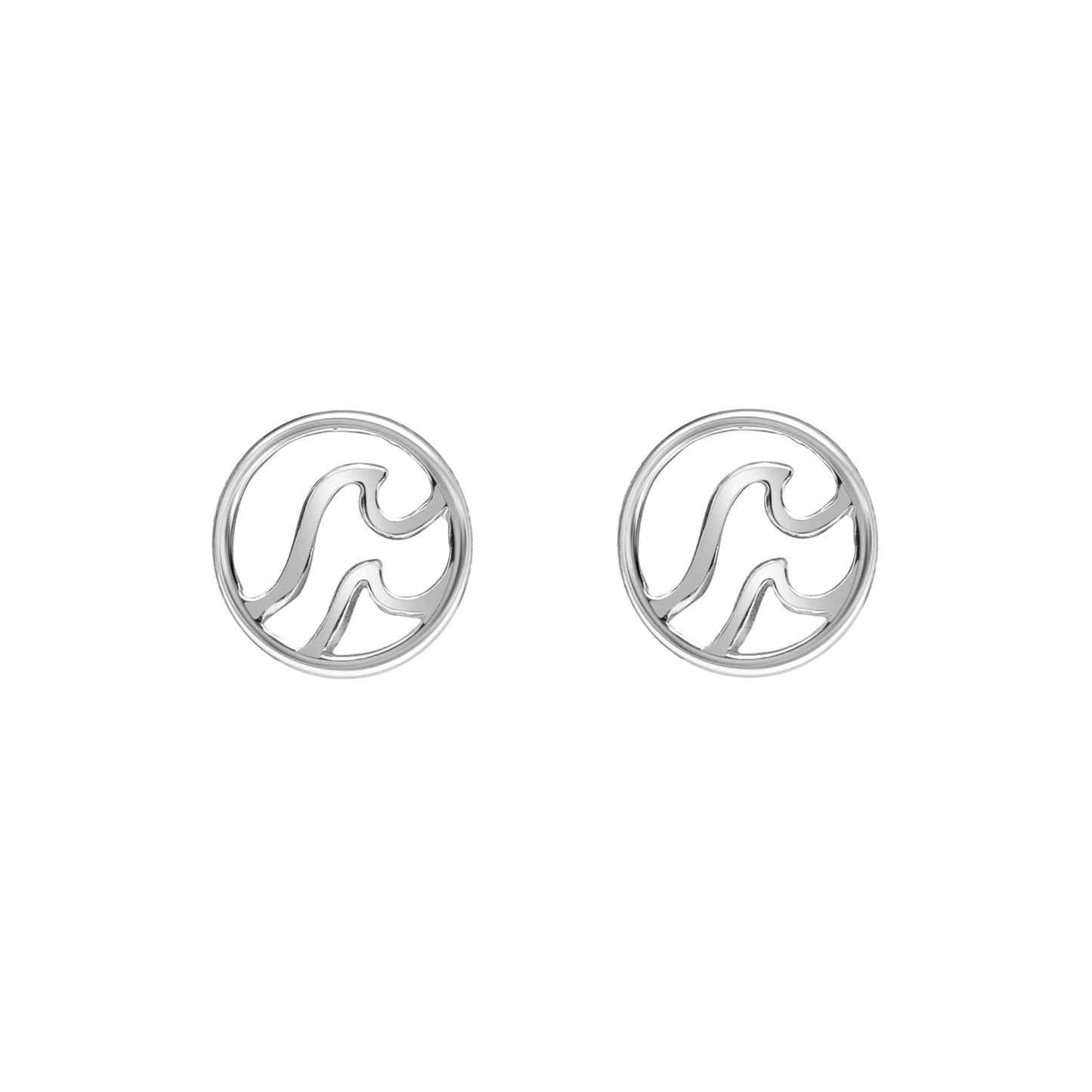 Sterling Silver Circular Dual Wave Stud Earrings