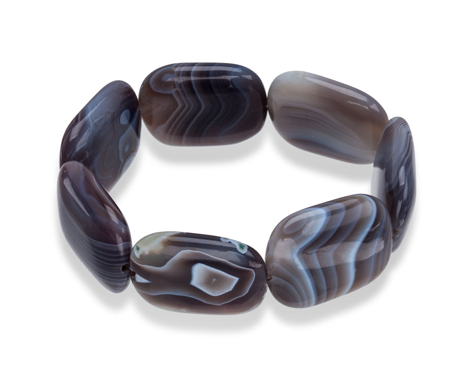 Botswana Agate Rounded Square Stretch Bracelet