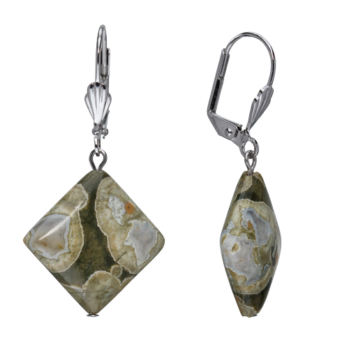 Rhyolite Diamond Shape Drop Earrings