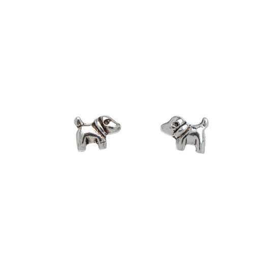 Sterling Silver Cute Dog Stud Earrings