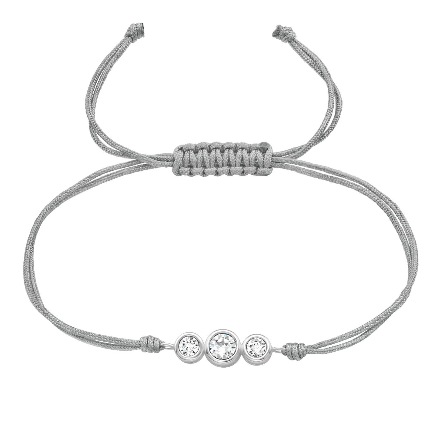 Grey Adjustable Sterling Silver Cubic Zirconia Bracelet