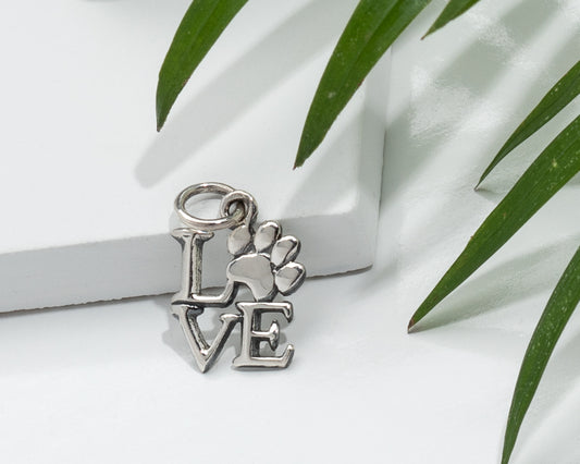 Sterling Silver Love Paw Pendant