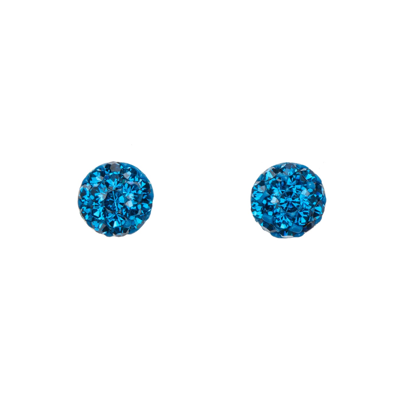 Sterling Silver Blue Cubic Zirconia Pave Circular Stud Earrings