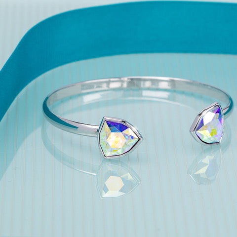 Aurora Borealis Geometric Swarovski Crystal Bangle Bracelet