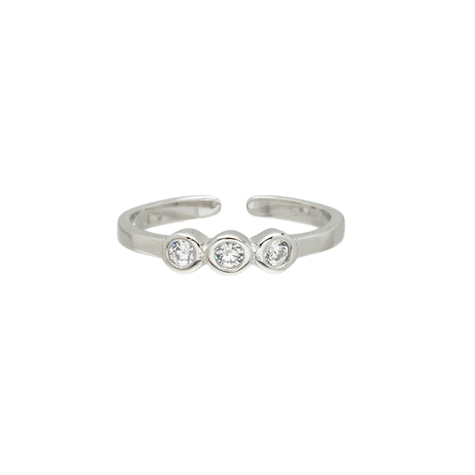Sterling Silver Triple Circle Cubic Zirconia Toe Ring