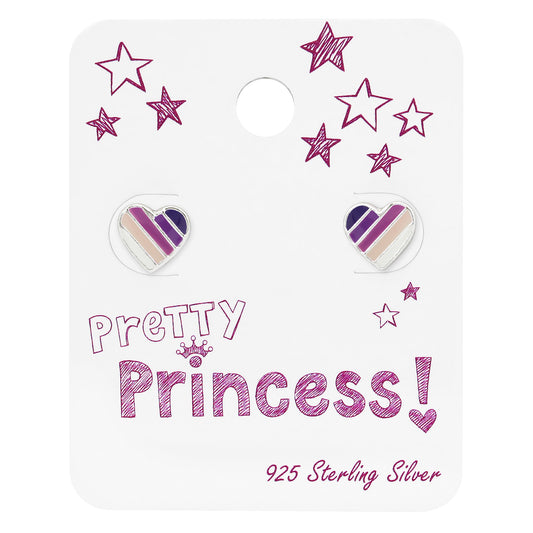 Sterling Silver Gradient Purple Heart Children's Stud Earrings