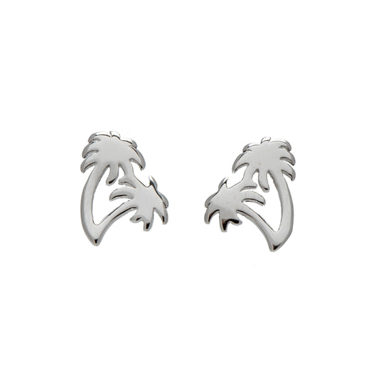 Sterling Silver Palm Trees Stud Earrings