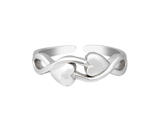 Sterling Silver Infinity Hearts Toe Ring