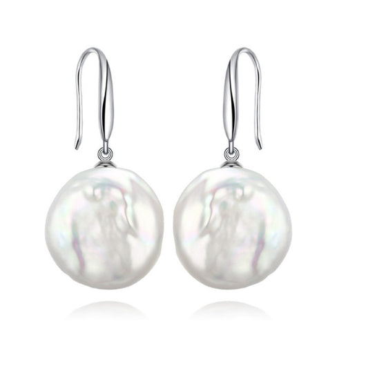 White Coin Freshwater Pearl Drop Earrings