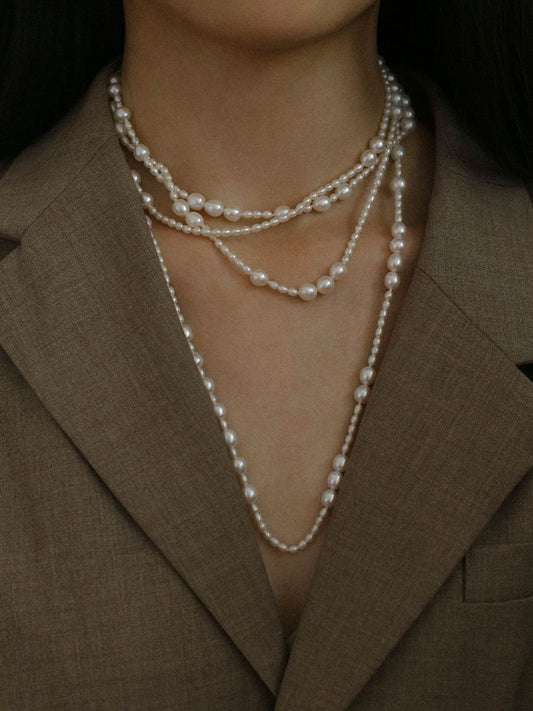 White Freshwater Pearl Long Necklace