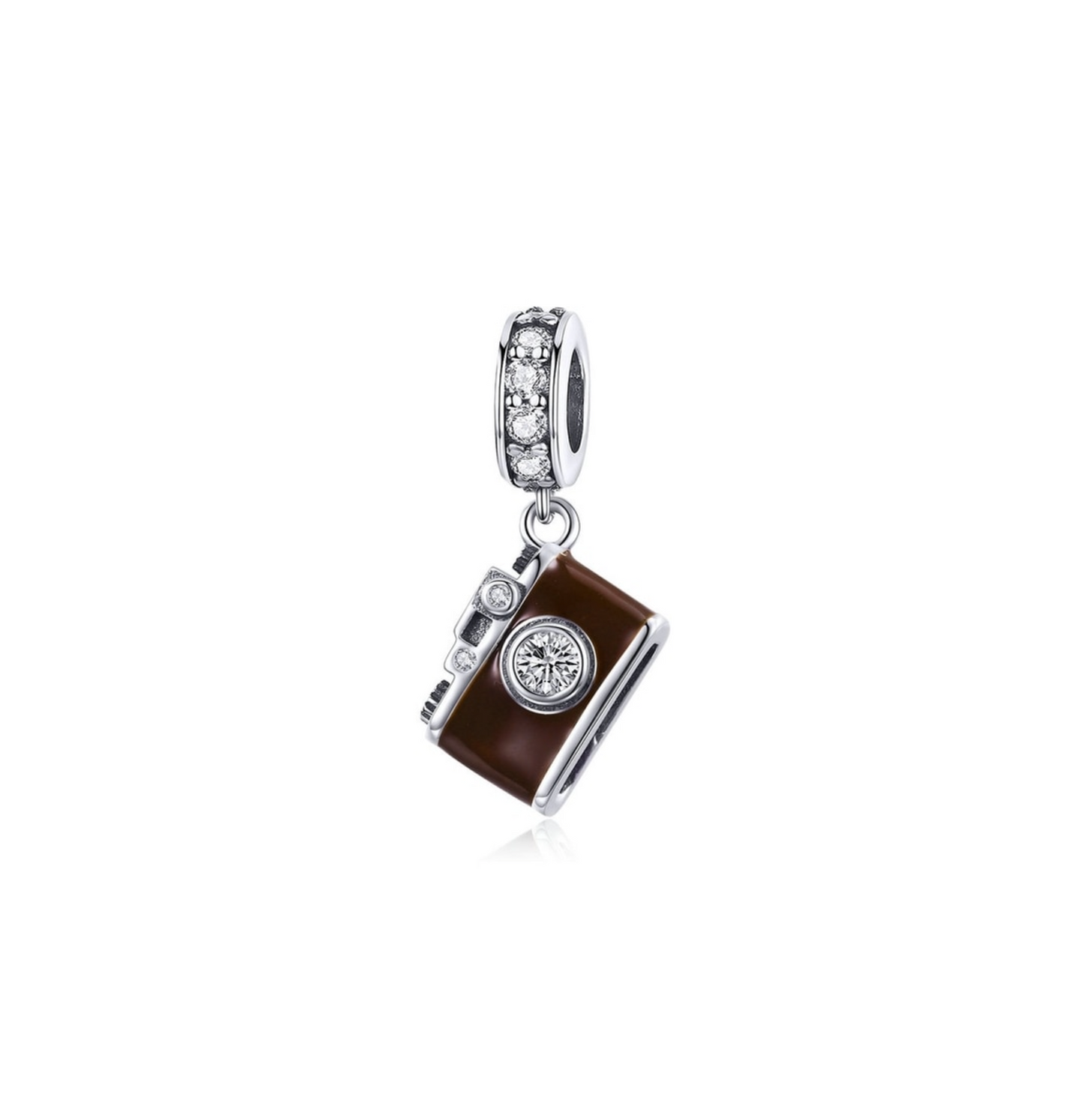 Sterling Silver Brown Camera Charm