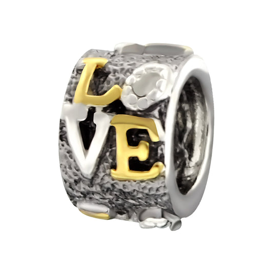 Sterling Silver Goldtone Love Charm