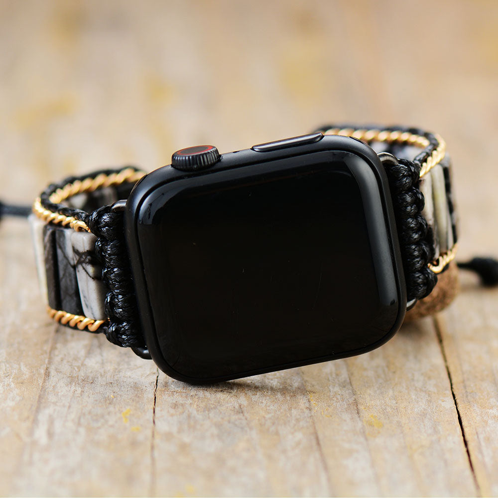 Black White Jasper Adjustable Band For 42-45mm Smart Watch