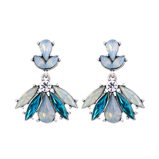 Blue Crystal Marquis Drop Earrings