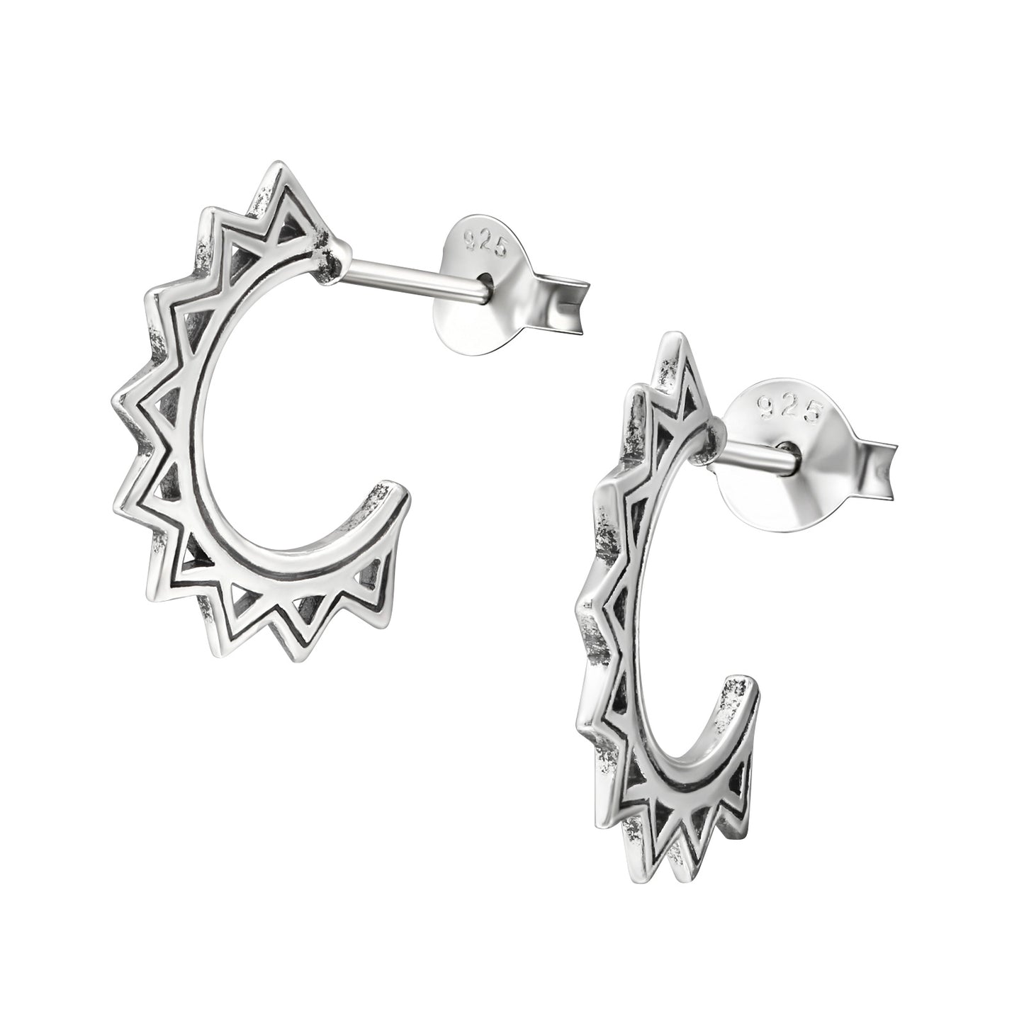 Sterling Silver Spiked Hoop Earrings