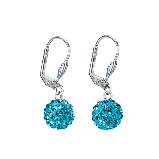 Aqua Blue Crystal Shamballa Drop Earrings