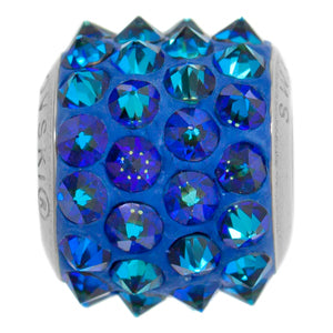 Spiked Swarovski Crystal Blue Bracelet Bead