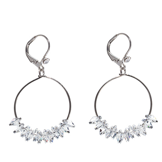 Clear Swarovski Crystal Clustered Hoop Earrings