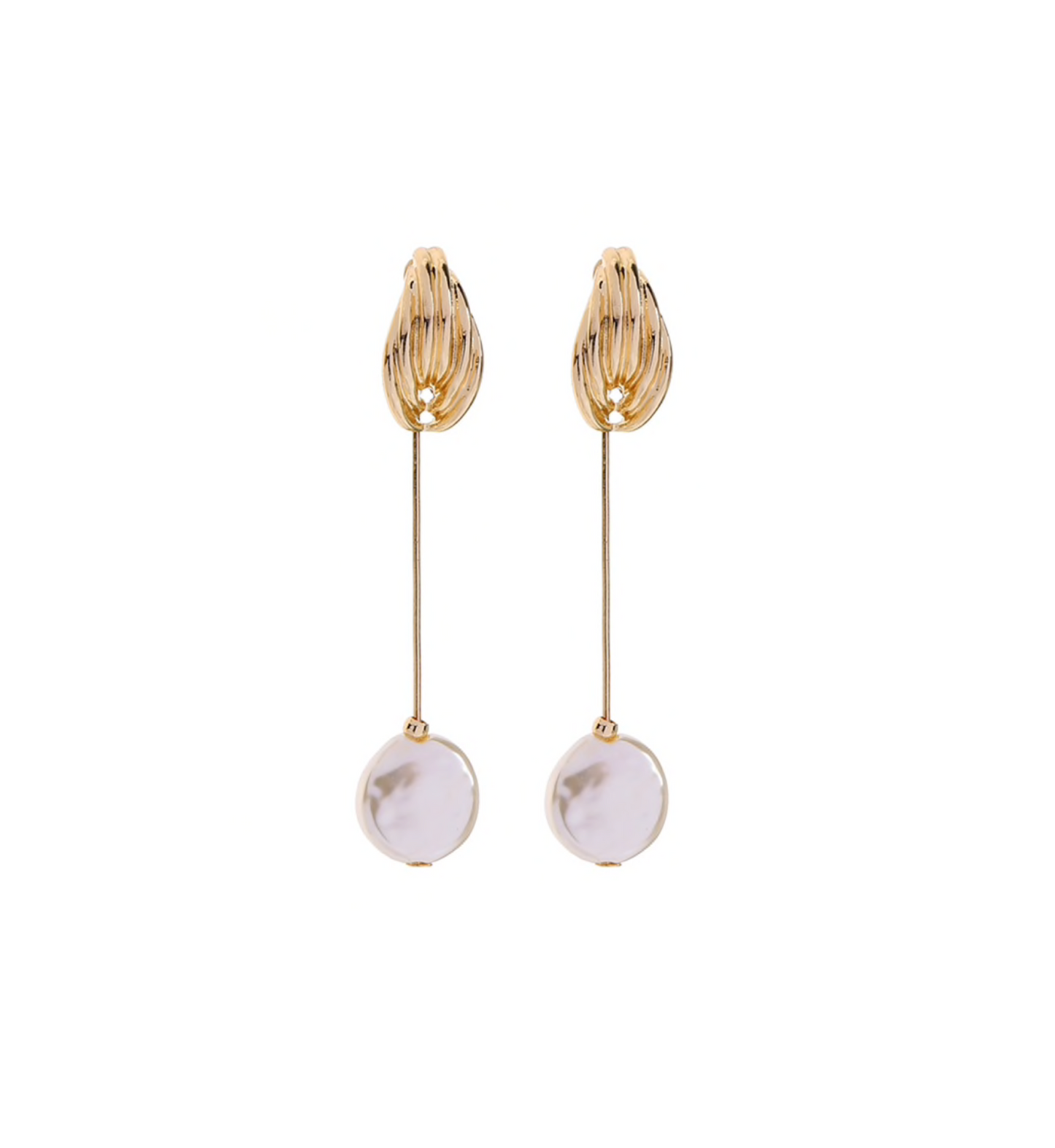 Goldtone Bar & Faux Pearl Drop Earrings