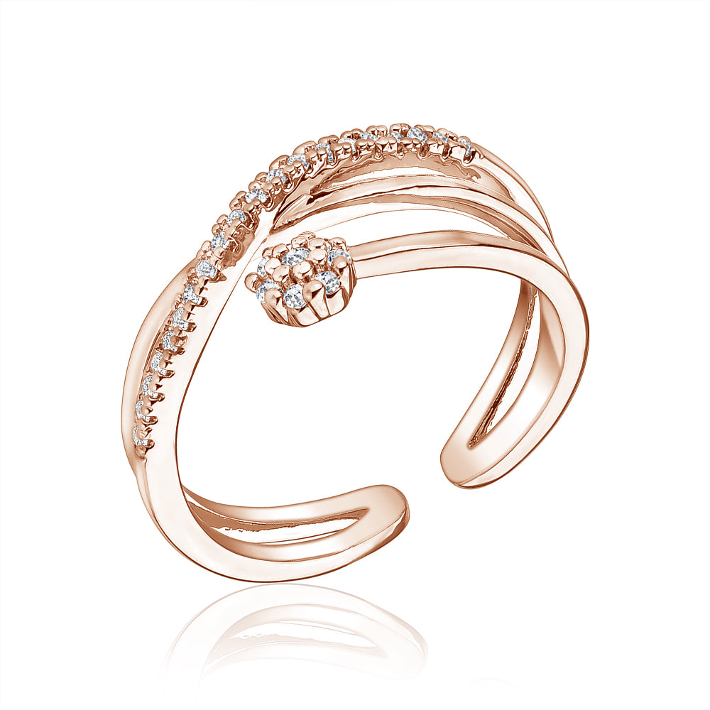 Rose Goldtone Cubic Zirconia Crossover Ring