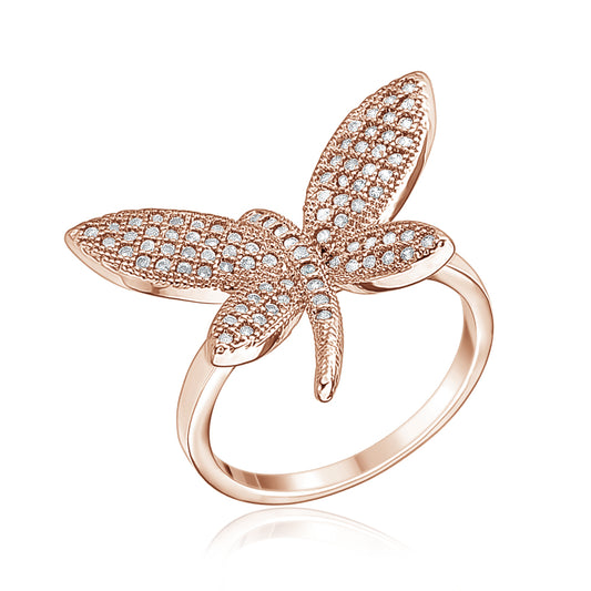 Rose Goldtone Cubic Zirconia Statement Butterfly Ring