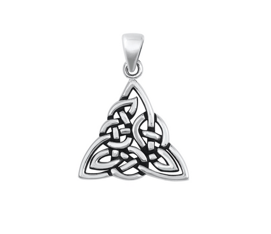 Sterling Silver Celtic Knotted Triangular Pendant