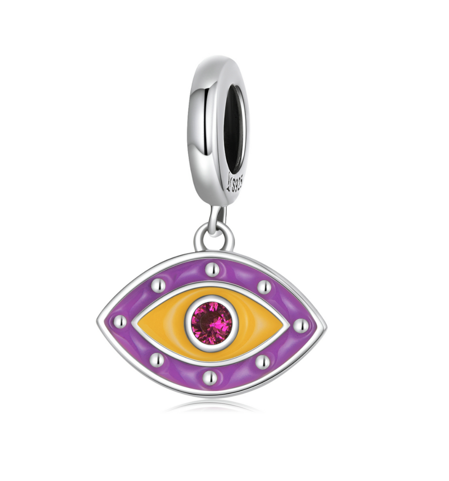 Sterling Silver Multi Colored Eye Dangling Charm