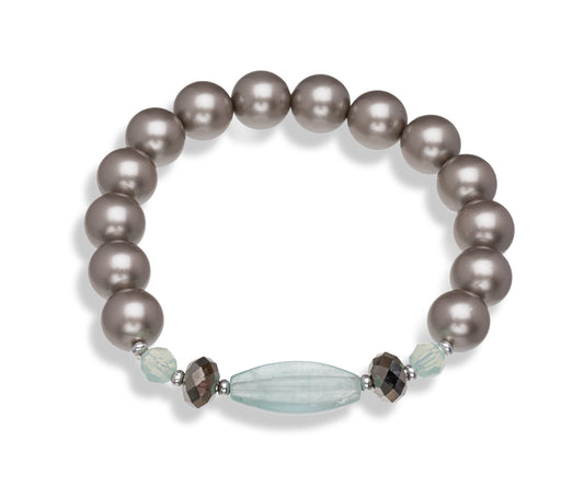 Grey Swarovski Pearl Crystal Stretch Bracelet