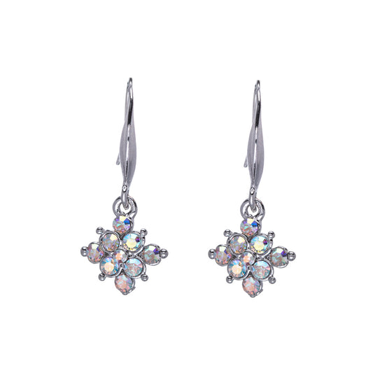 Aurora Borealis Swarovski Crystal Snowflake Drop Earrings