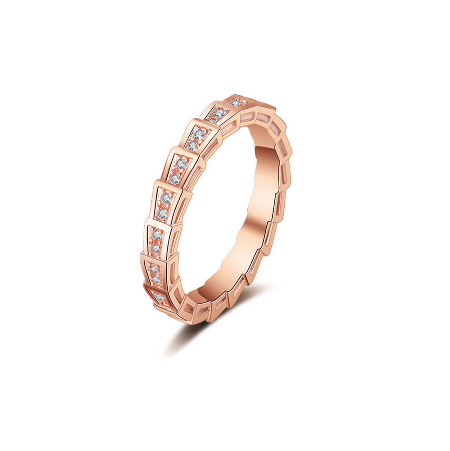 Rose Goldtone Clear Cubic Zirconia Overlapped Ring