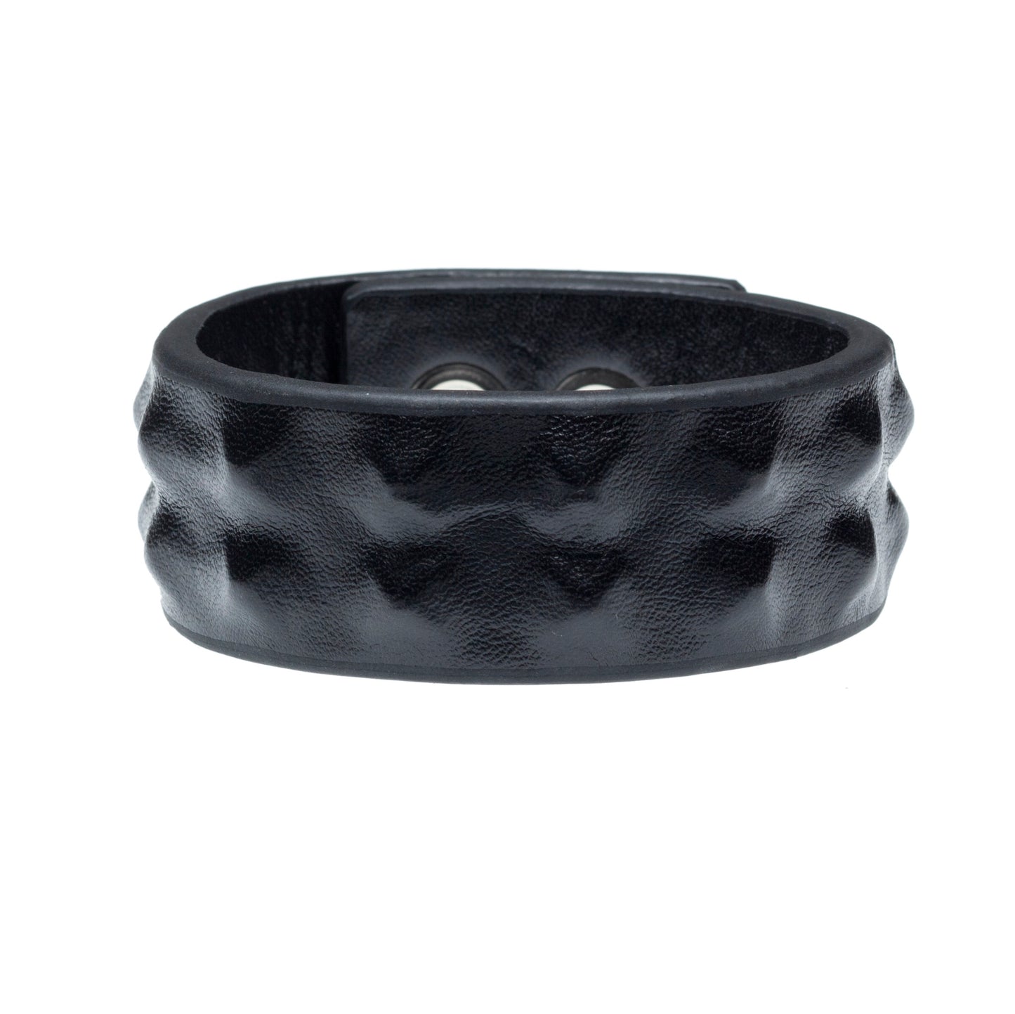 Black Faux Leather Spiked Bracelet With Snap Closure