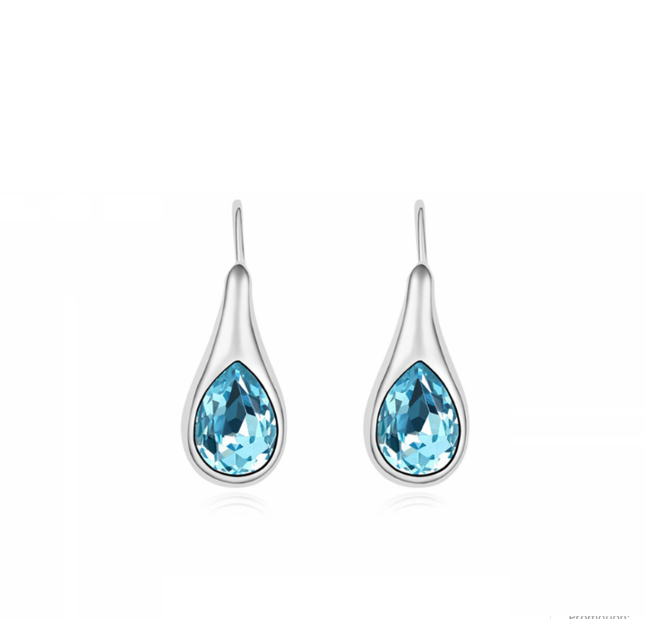 Aqua Swarovski Crystal Teardrop Earrings