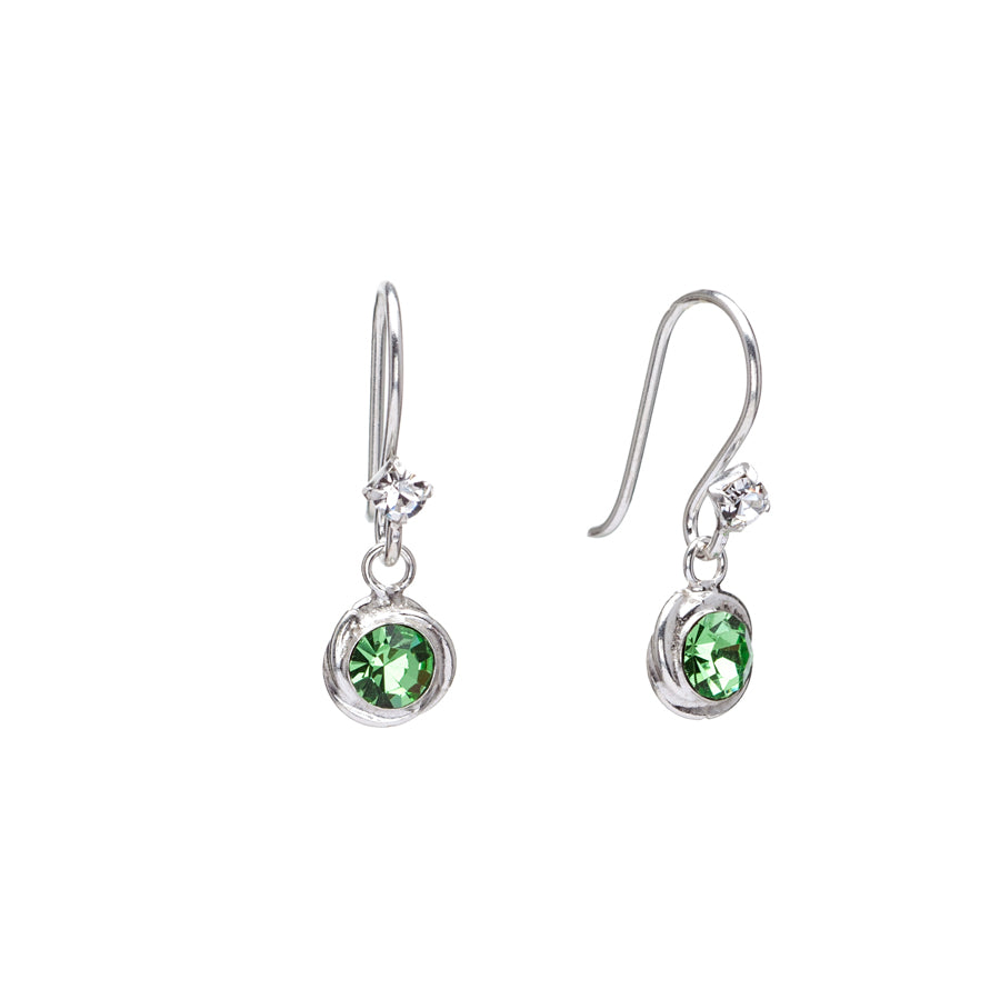 Sterling Silver Green Cubic Zirconia Drop Earrings