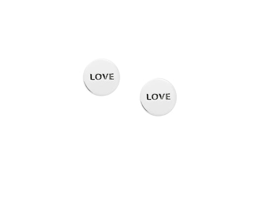 Sterling Silver Circular Love Stud Earrings