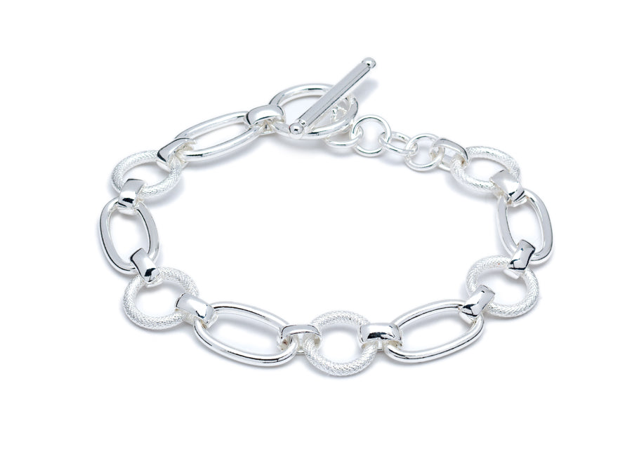 Sterling Silver Filled Oval And Circular Chain Link Bracelet