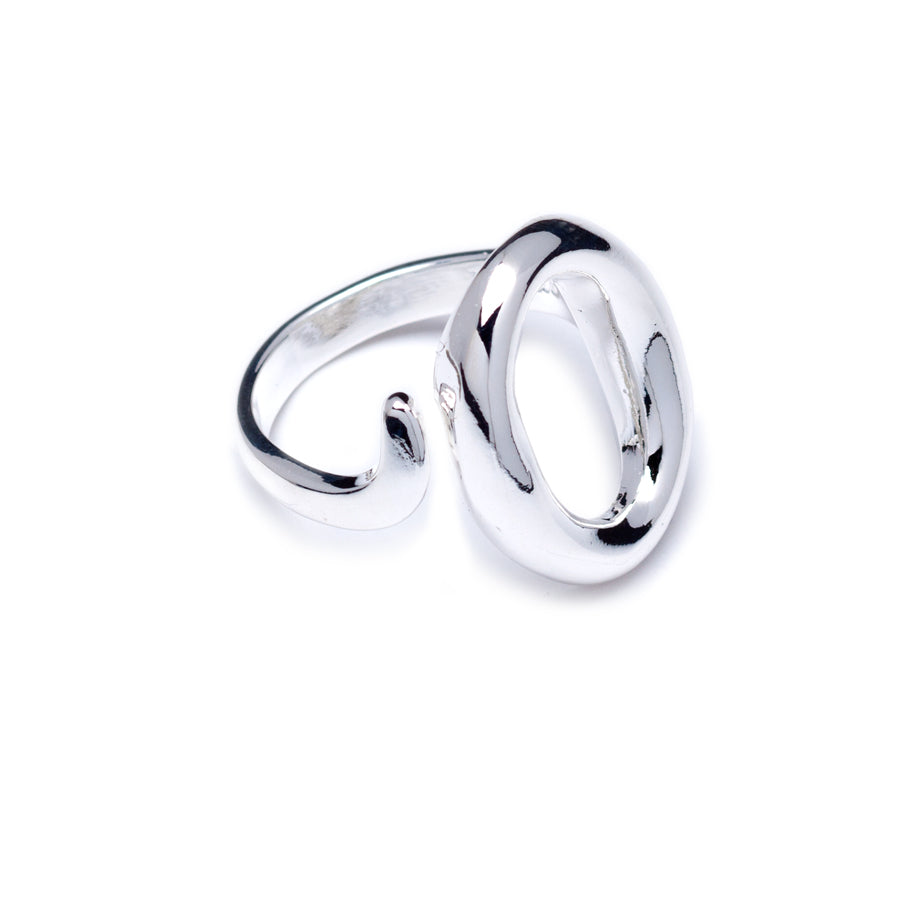 Sterling silver filled adjustable ring with an open oval centerpiece