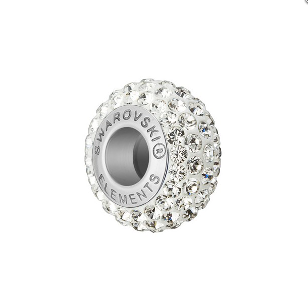 White Clear Swarovski Crystal Pave Charm Bead