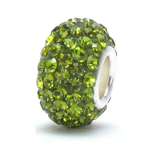 Green Swarovski Crystal Pave Charm Bead