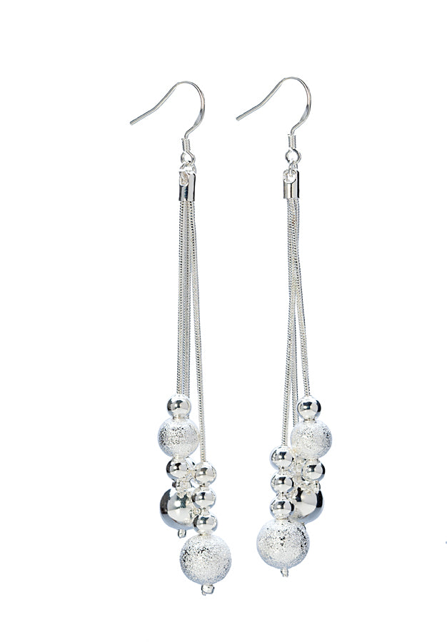 Sterling Silver Filled Clustered Chain Drop Earrings