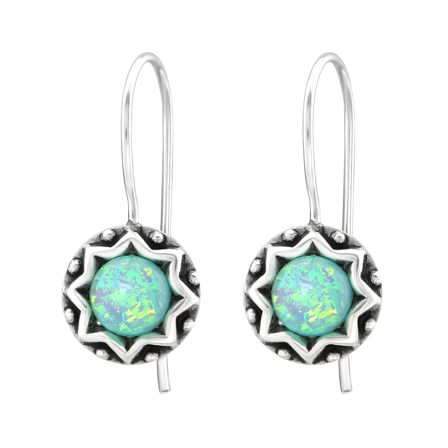 Sterling Silver Mint Green Opal Drop Earrings