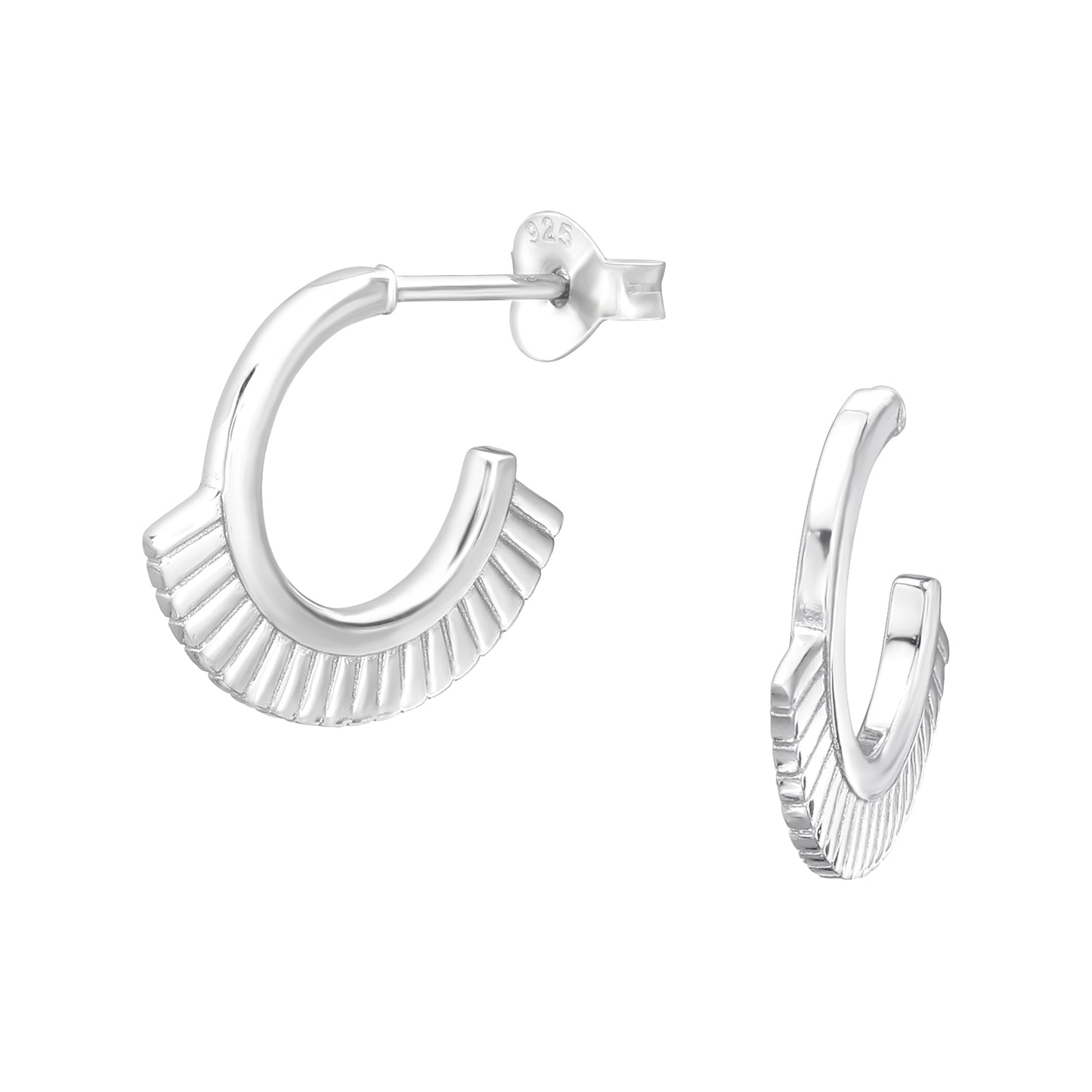 Sterling Silver Fanned Hoop Earrings