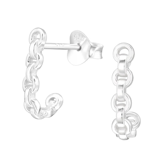 Sterling Silver Chain Link Hoop Earrings