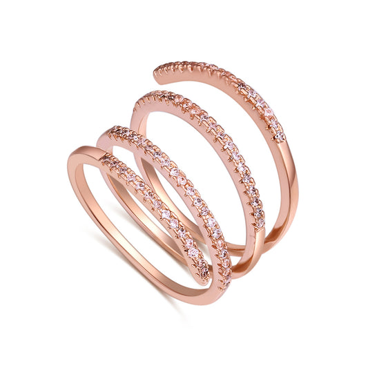 Rose Goldtone Cubic Zirconia Triple-band Ring