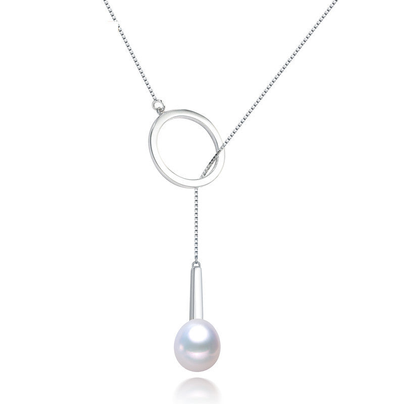 Sterling Silver Cultured Pearl Lariat Necklace